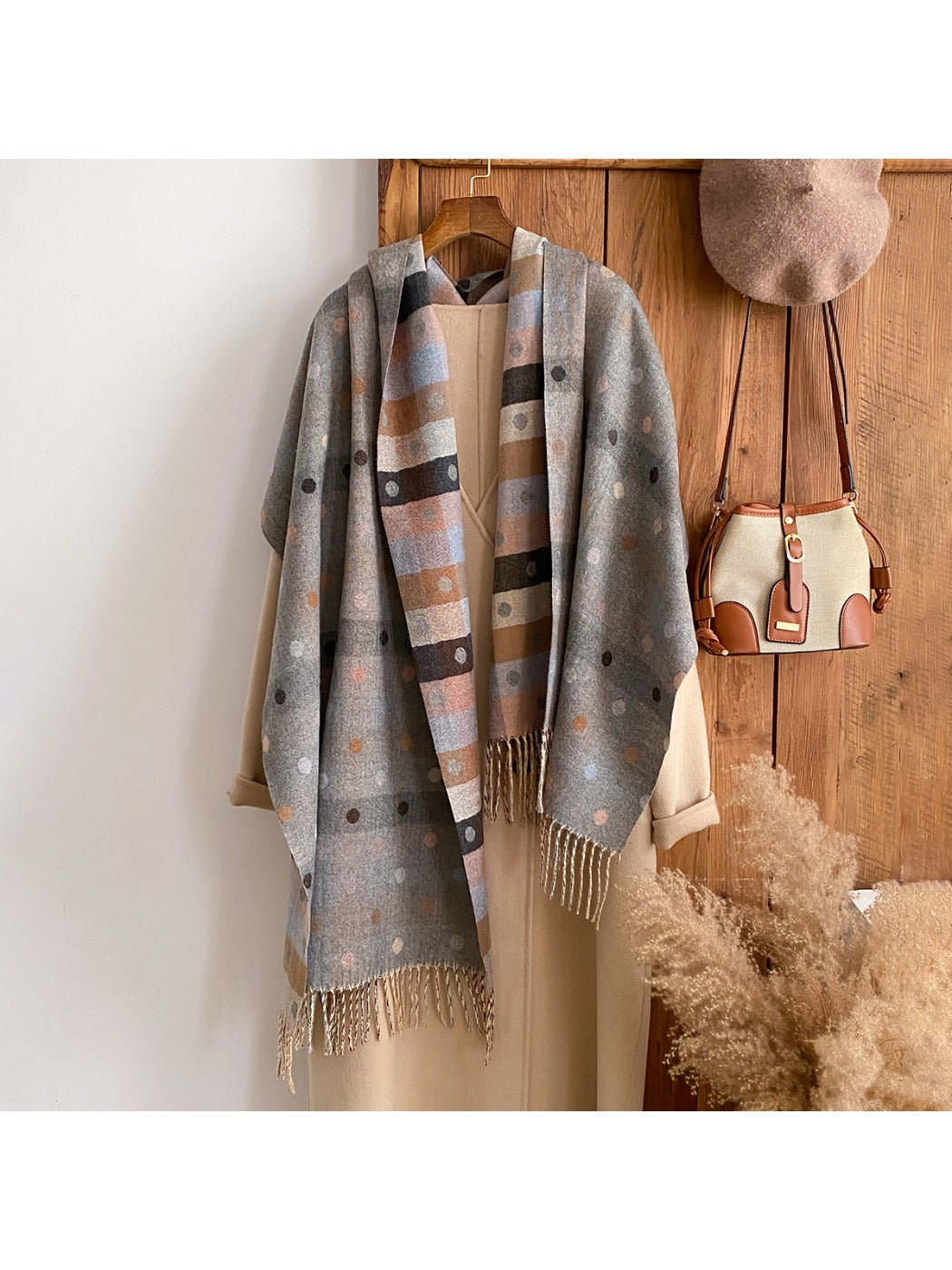 Scarvii - Color Block Polka Dot Scarf & Wrap