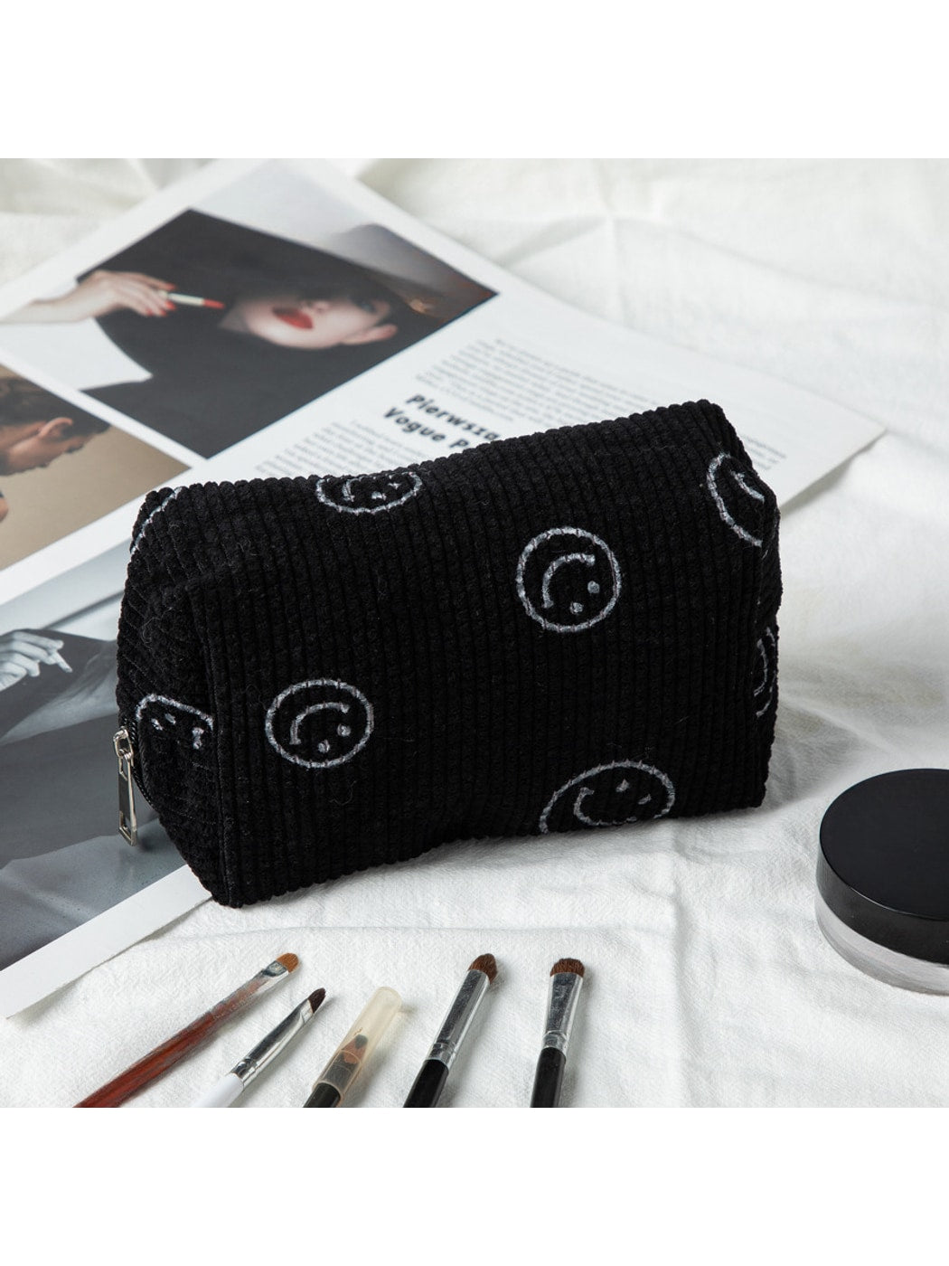Cosbai - Smiley Print Cosmetic Organizer Bag