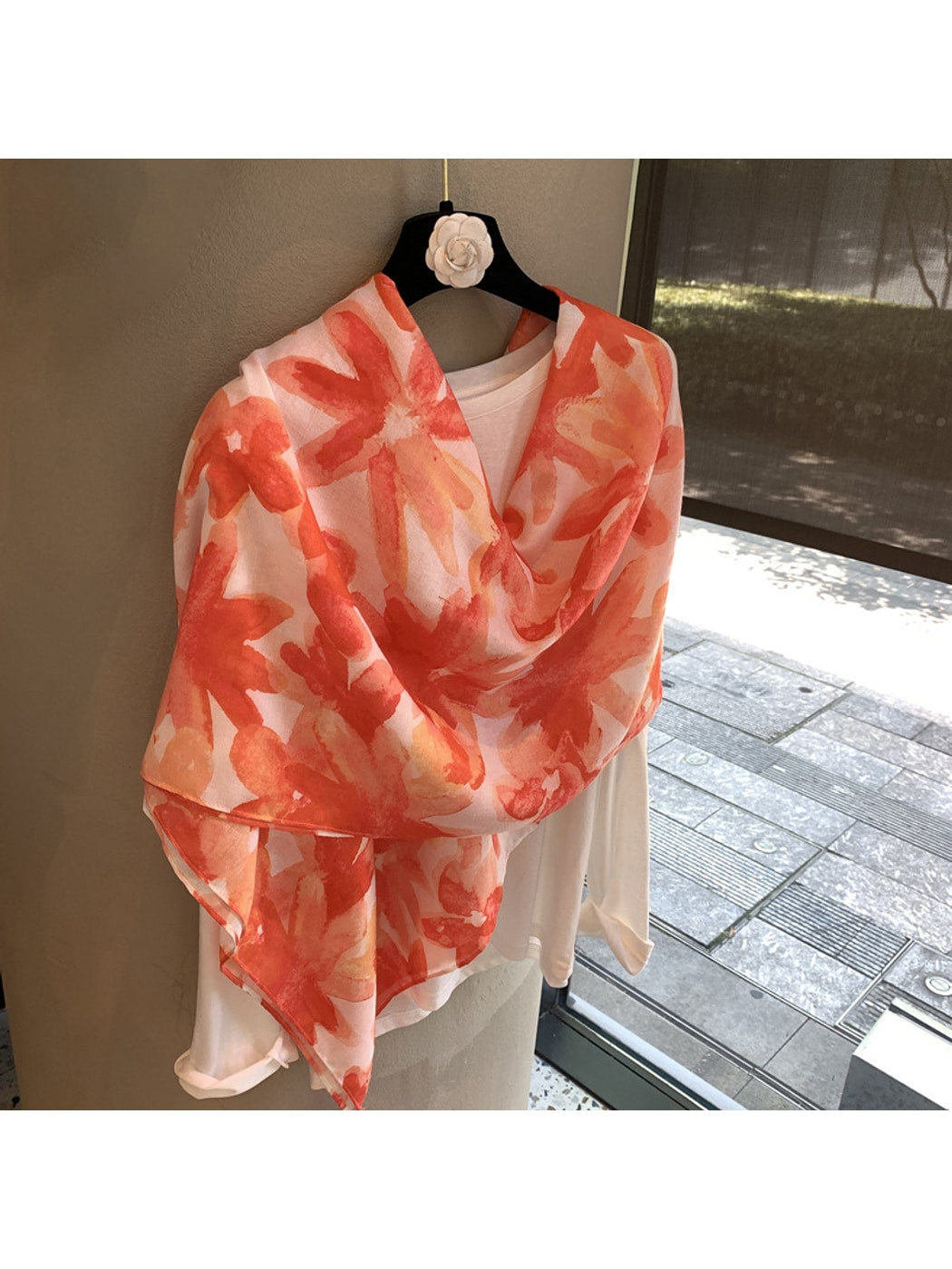 Scarvii - Floral Print Rectangular Fashion Scarf