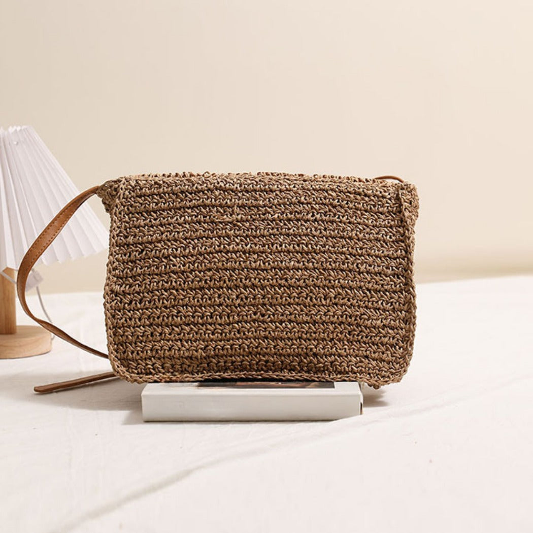 Cosbai - Boho Brown Floral Flip-Top Crossbody Bag