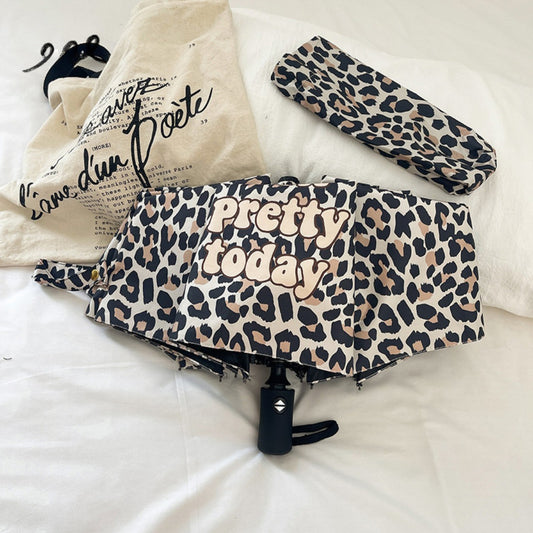 Rano - Leopard Print Vintage Automatic Folding Umbrella
