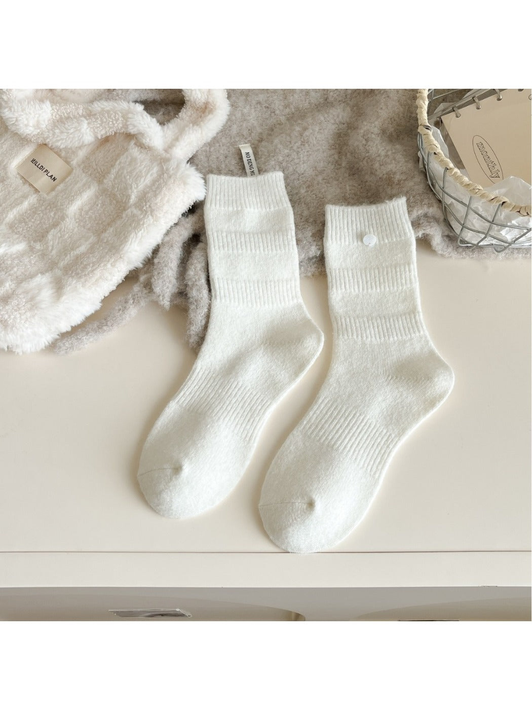 Rufia - Mid-Calf Socks with Shell Buttons
