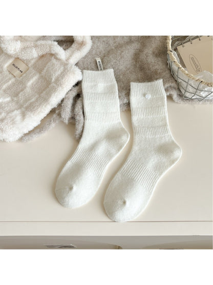 Rufia - Mid-Calf Socks with Shell Buttons