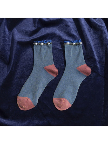 Rufia - Beaded Ruffle Cuff Crew Socks product image 7
