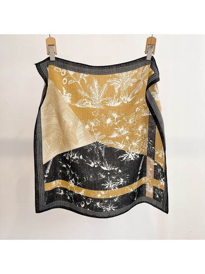 Scarvii - Elegant Plant Spliced Print Square Scarf
