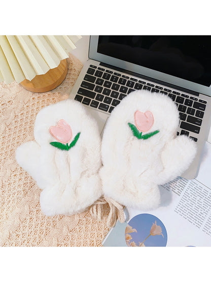 Gloving - Tulip Accent Plush Winter Mittens