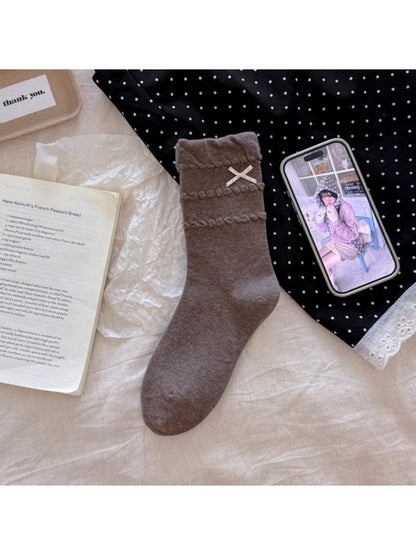 Rufia - Bow Detail Raised Loop Trim Crew Socks