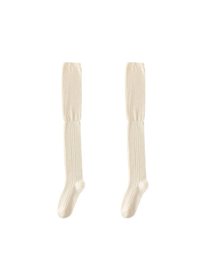 Rufia - Solid Color Textured Knee-High Socks