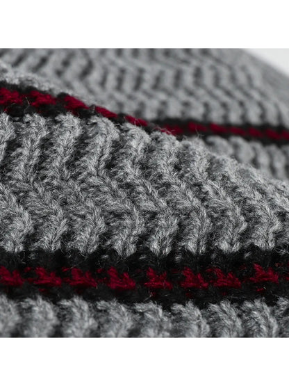 Haila - Contrast Stripe Fleece-Lined Knit Beanie