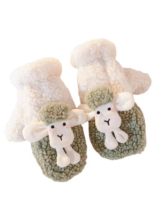 Gloving - Cartoon Lamb Slip-On Plush Winter Mittens