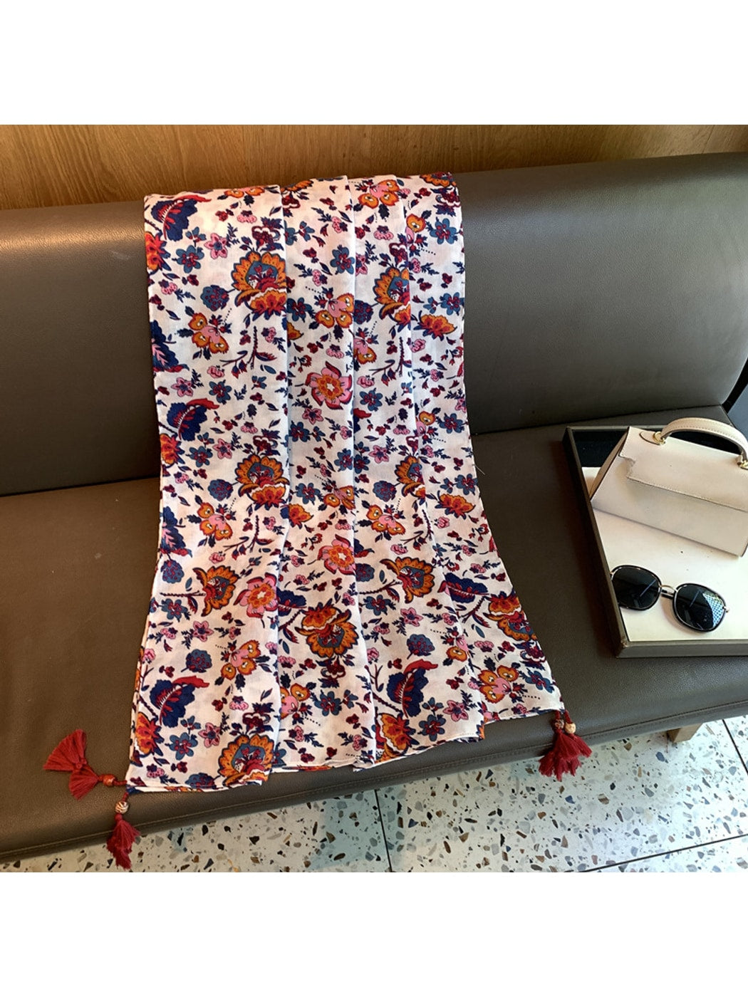 Scarvii - Floral Tassel Printed Everyday Shawl Scarf