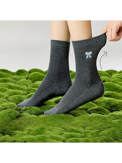 Rufia - Ribbed Crew Bow Accent Socks