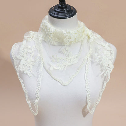 Haila lace veil head scarf displayed flat highlighting delicate lace edges