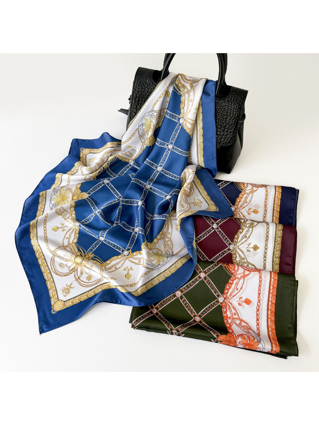 Scarvii - Chain Grid Print Square Scarf