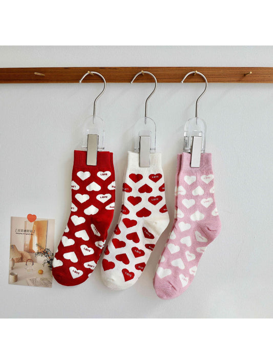 Rufia - Graphic Heart Pattern Crew Socks