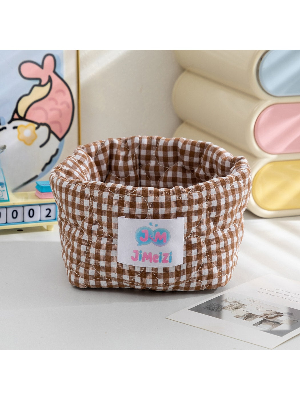 Cosbai - Modern Gingham Miscellaneous Storage Basket