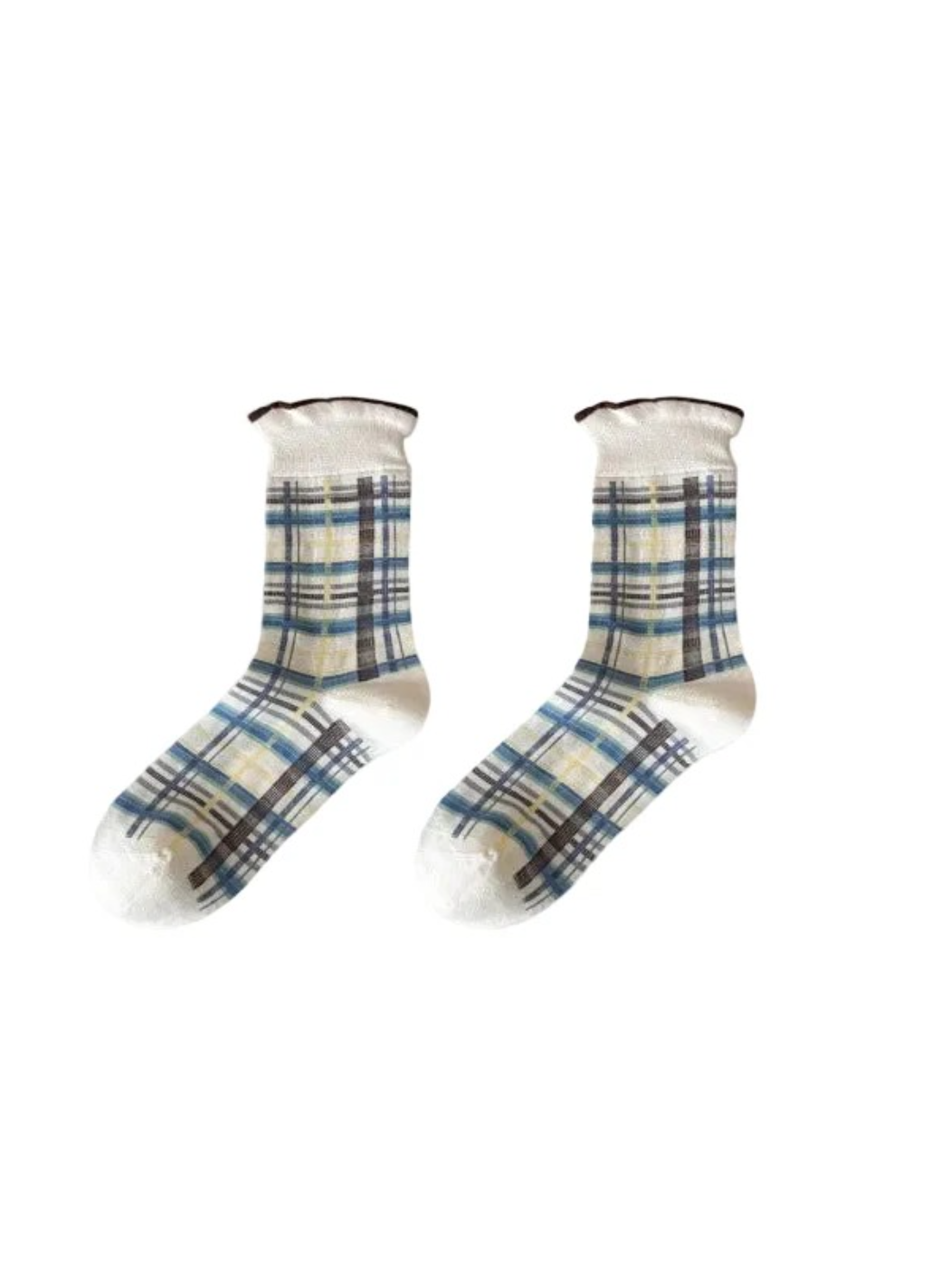 Rufia - Plaid Rolled-Edge Cuff Crew Socks