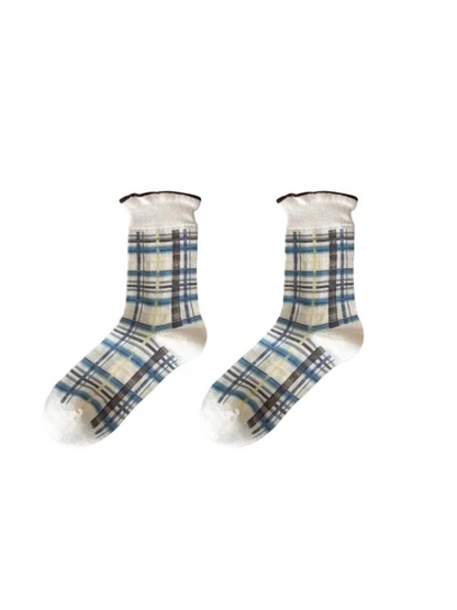 Rufia - Plaid Rolled-Edge Cuff Crew Socks