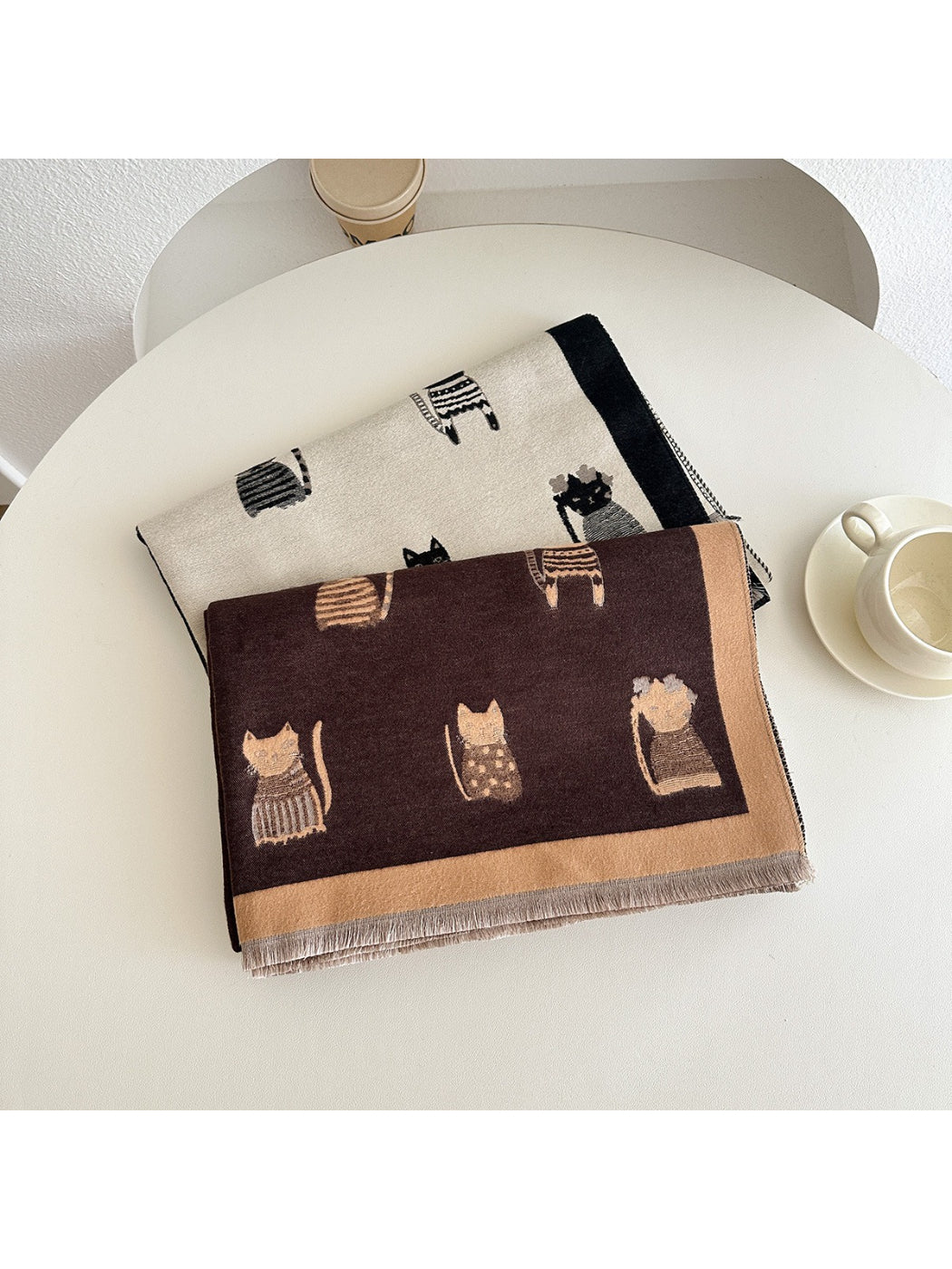 Scarvii - Block Panel Cat Motif Scarf