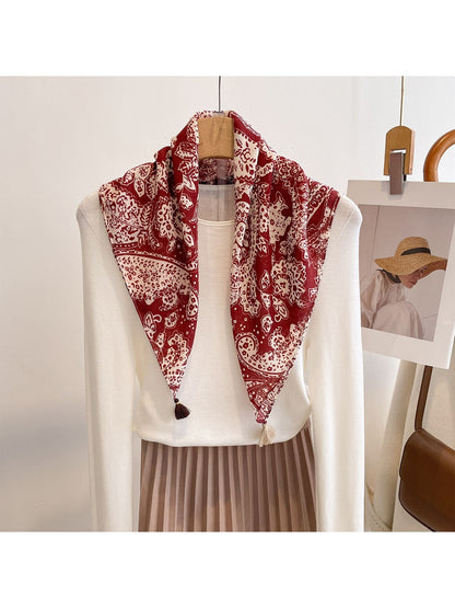 Scarvii - Tassel Corner Paisley Pattern Square Scarf