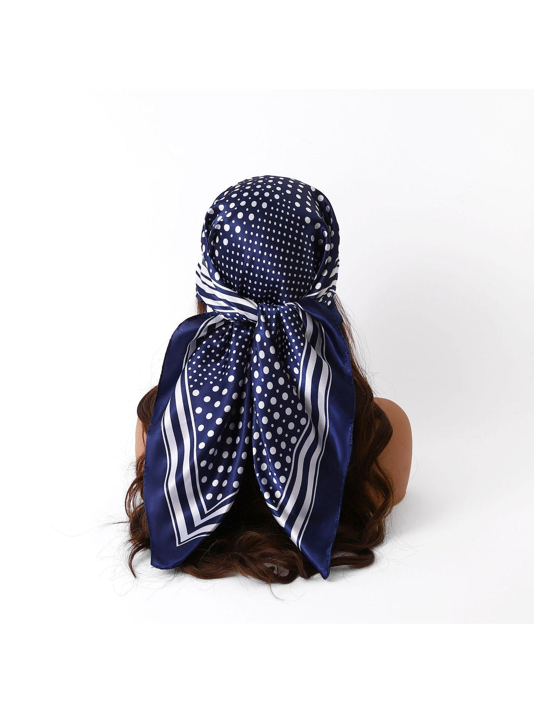 Scarvii - Polka Dot Striped Border Square Scarf