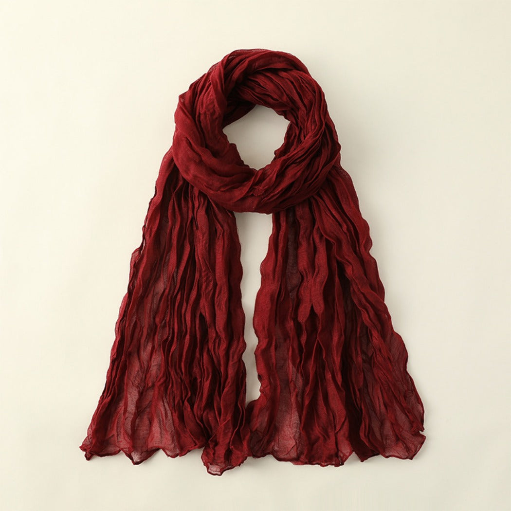 Scarvii - Solid Color Lightweight Ruched Scarf