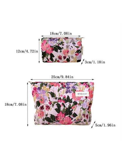 Cosbai - Floral Jacquard Zipper Cosmetic Bag
