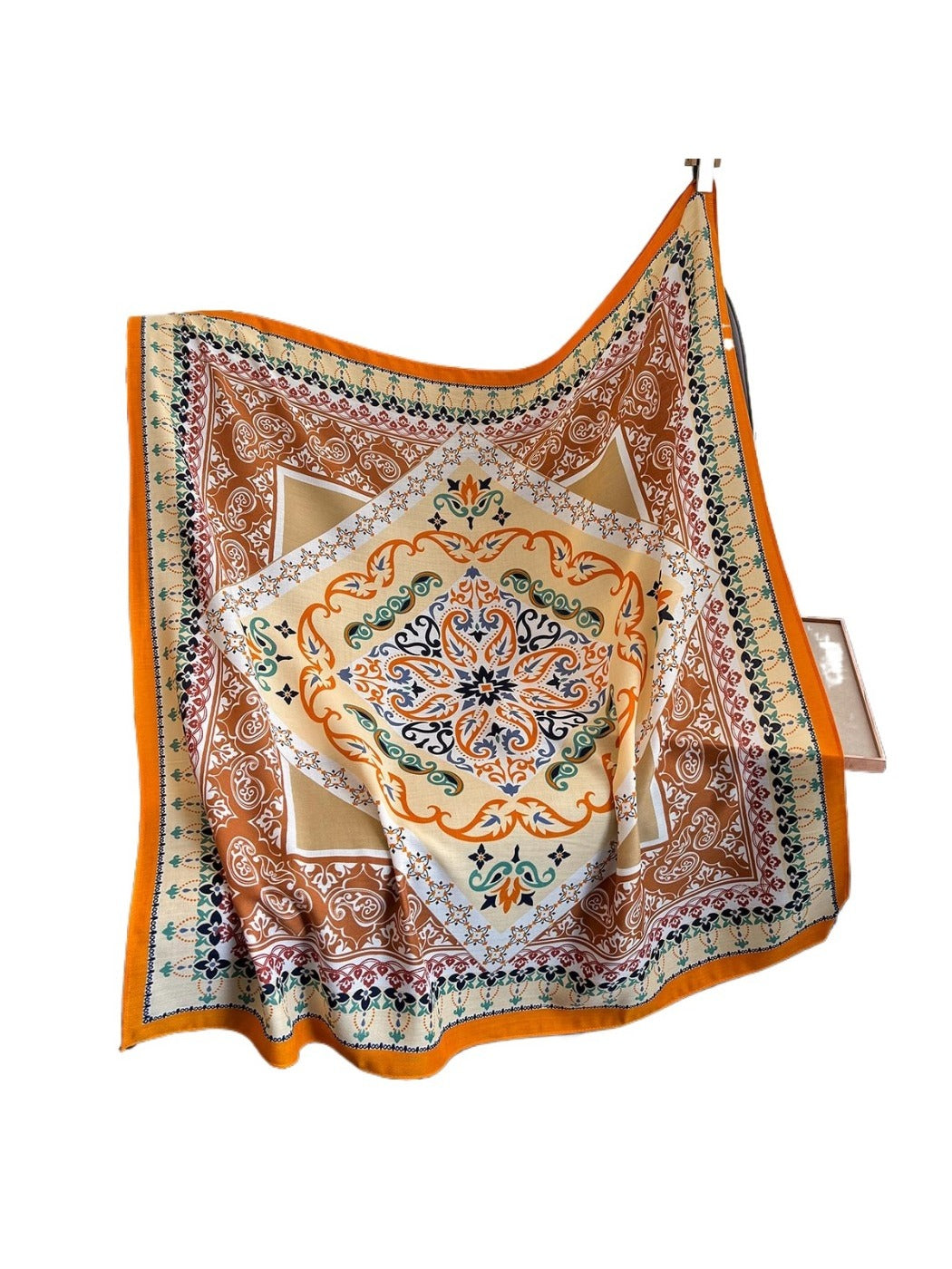 Scarvii - 35'' Vintage Boho Print Square Scarf - Chic & Classic