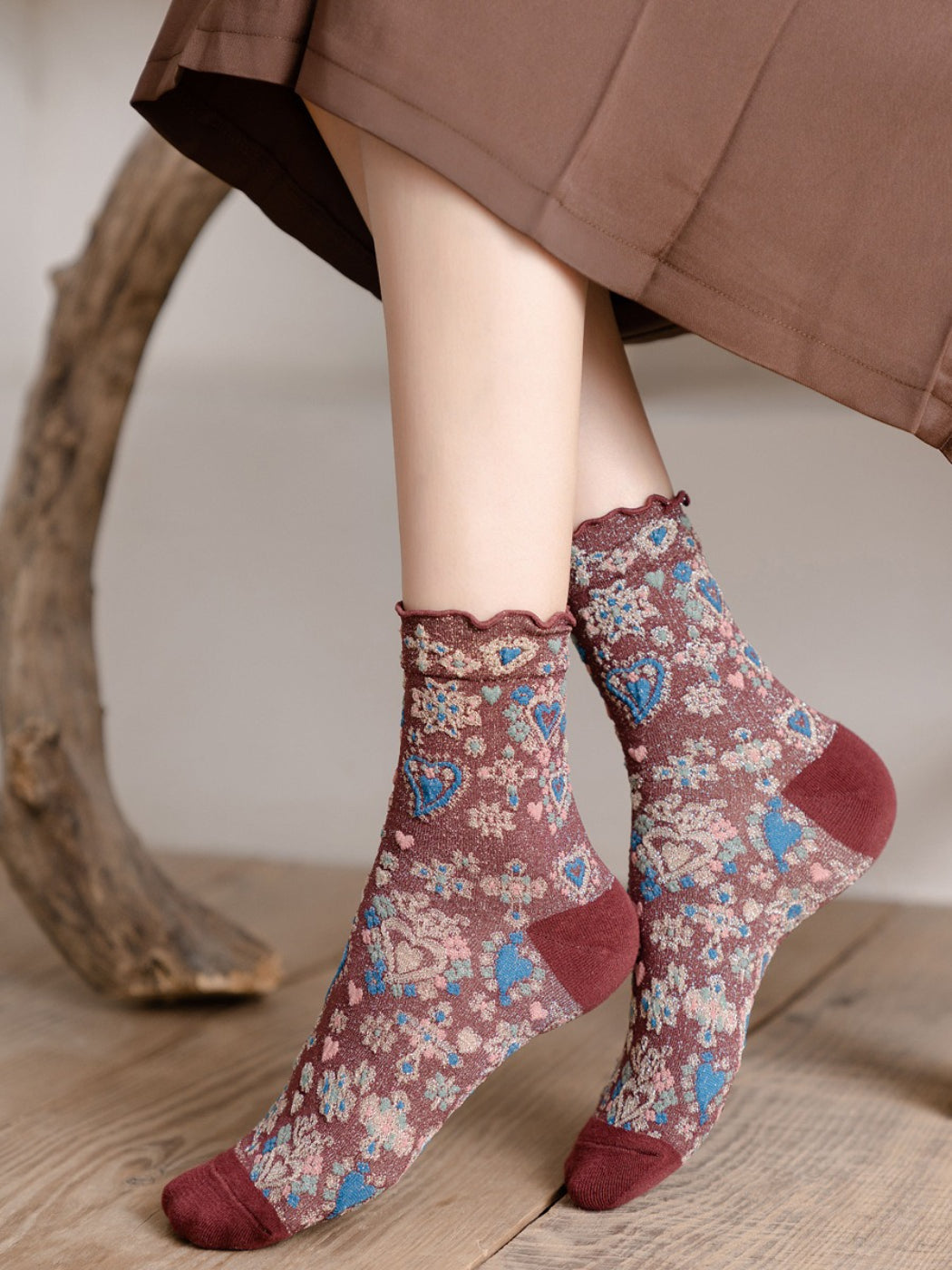Rufia - Sweetheart Embroidered Crew Socks