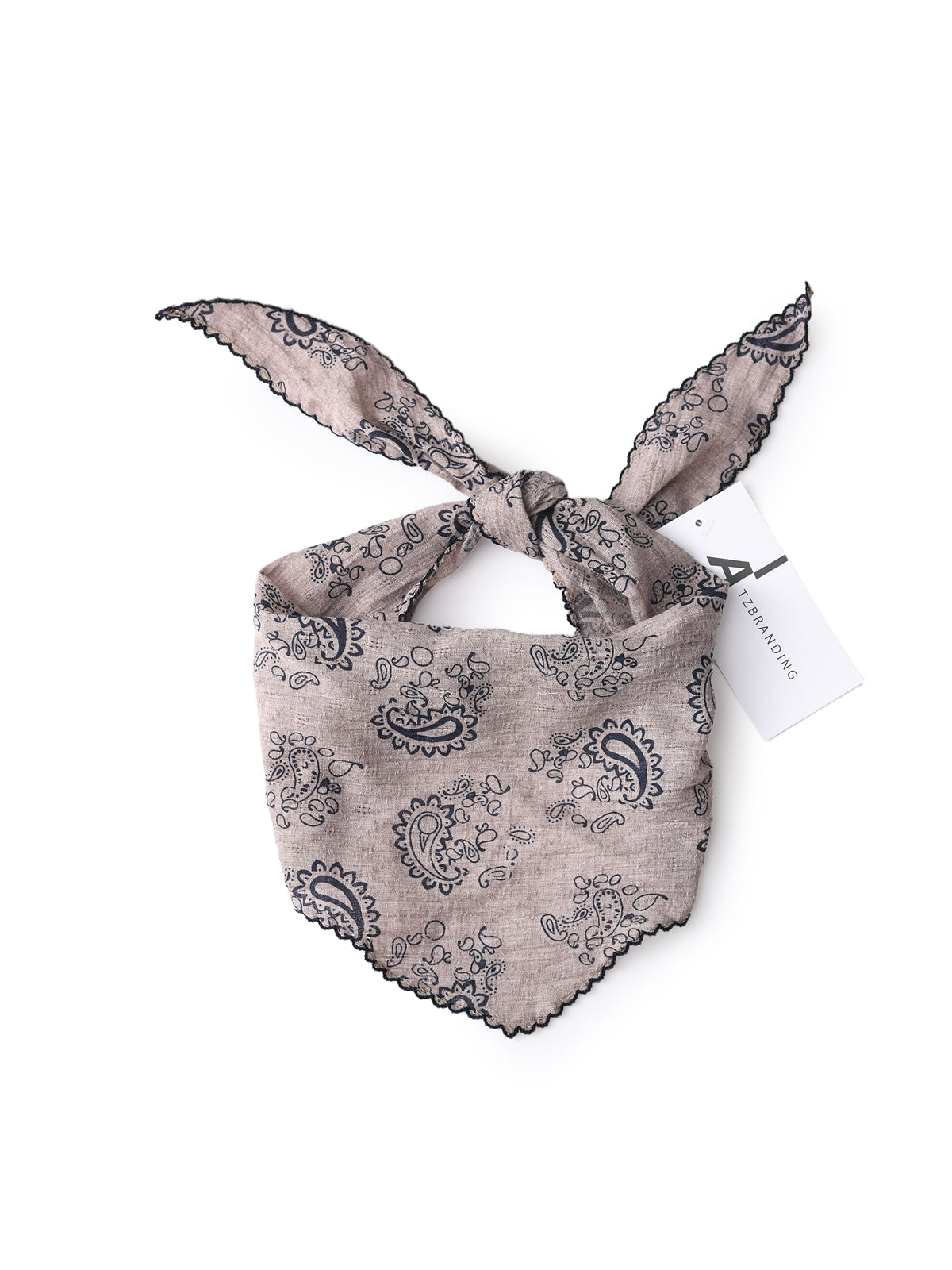 Scarvii - Paisley Print Triangle Scarf with Lace Edge