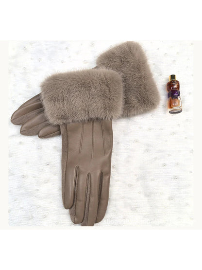Gloving - Faux Fur Cuff Full Finger Winter Gloves