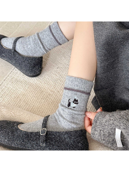 Rufia - Mixed Cat Pattern Crew Socks