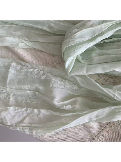 Scarvii - Lace Trim Sheer Long Scarf