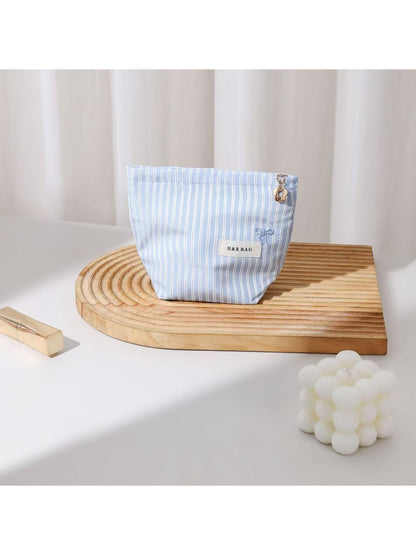 Cosbai - Striped Bow Embroidered Women's Cosmetic Bag