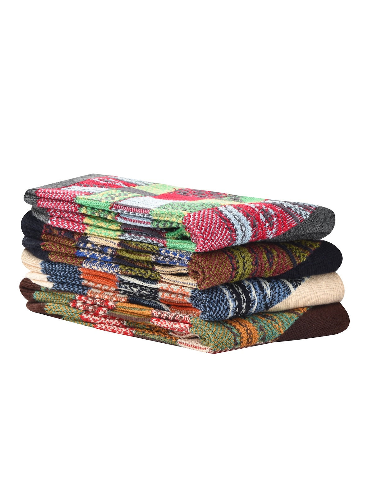 Rufia - Retro Plaid Colorblock Crew Socks