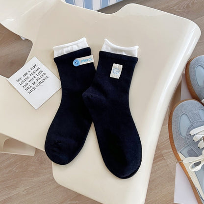 Rufia - Asymmetrical Button Detail Crew Socks