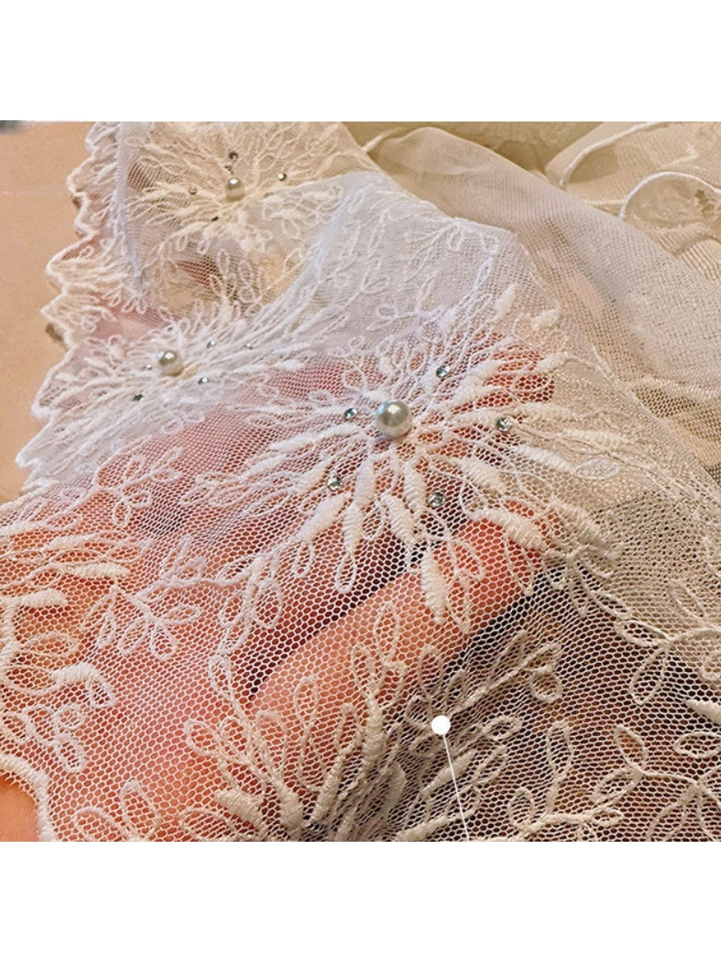Scarvii - Floral Lace Embroidered Long Scarf