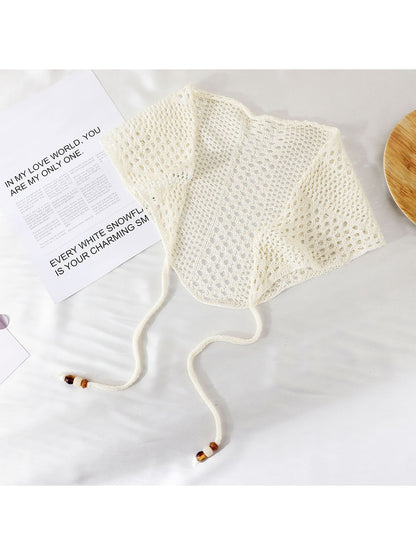 Scarvii - Openwork Beaded Tie Triangle Bandana