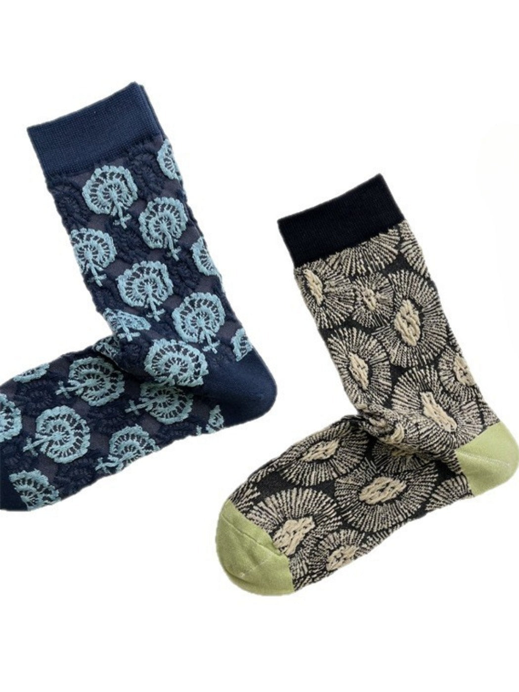 Rufia - Vintage Embroidered Mid-Calf Socks – Unique & Comfy