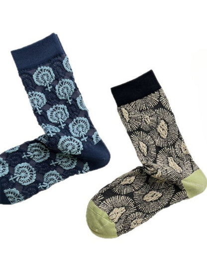 Rufia - Vintage Embroidered Mid-Calf Socks – Unique & Comfy