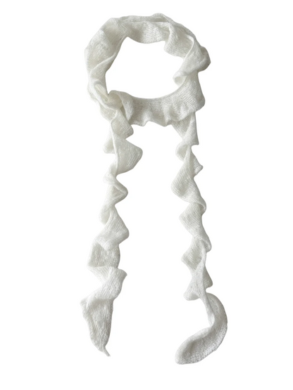 Scarvii - Solid Color Ruffle Skinny Scarf