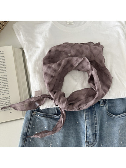 Scarvii - Vintage Openwork Triangle Scarf with Plaid Design