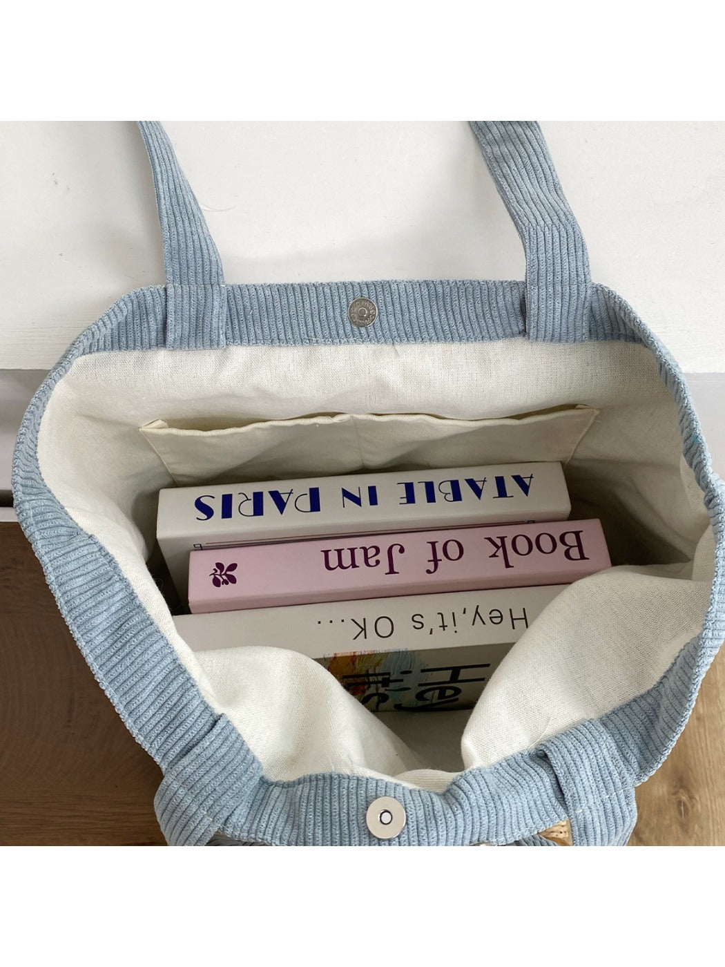 Cosbai – Embroidered Corduroy Tote Bag