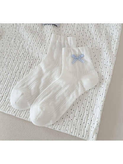 Rufia - Lace Bow Heart Pattern Women's Crew Socks