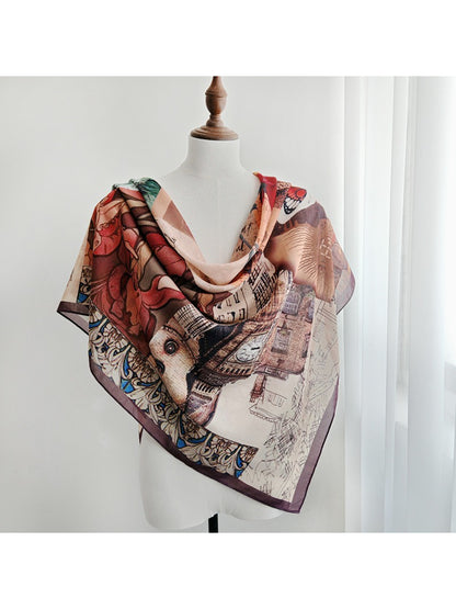 Scarvii Vintage Travel Collage Square Scarf