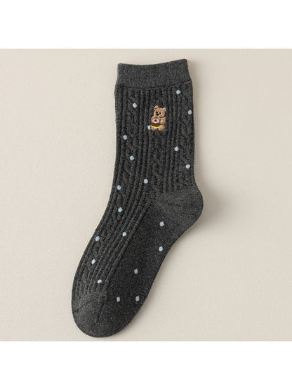 Rufia - Winter Mid-Calf Socks with Cartoon Animal Pattern
