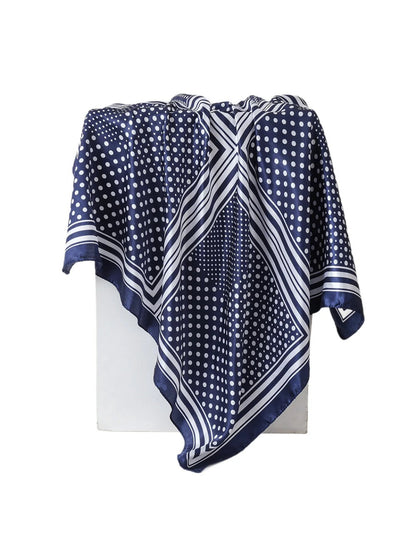 Scarvii - Polka Dot Square Scarf with Striped Border