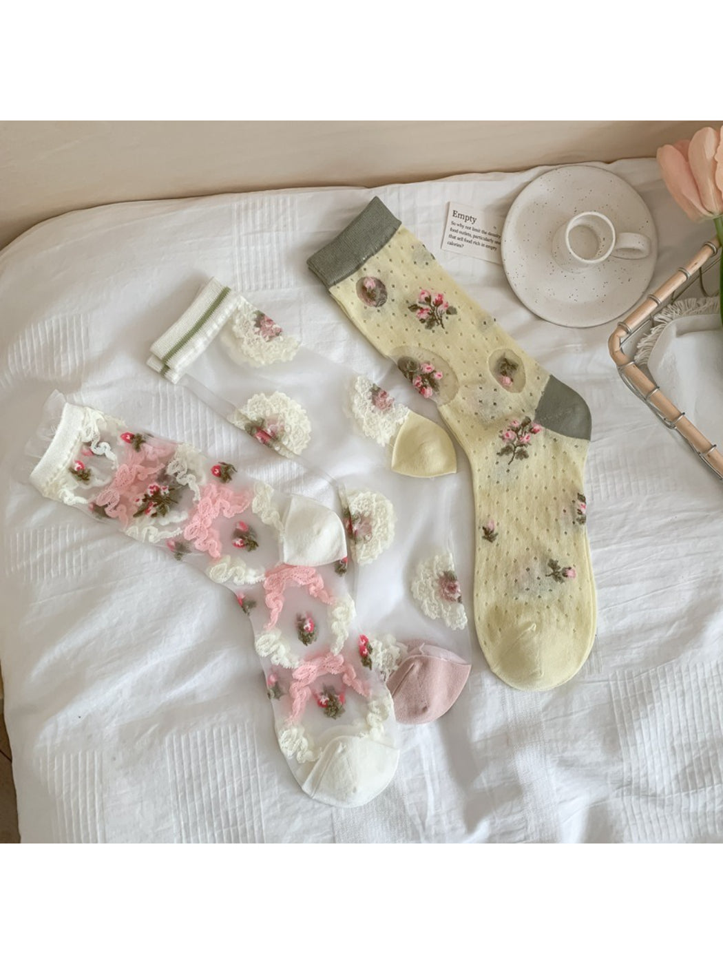 Rufia - Sheer Floral Lace Crew Socks product image 7