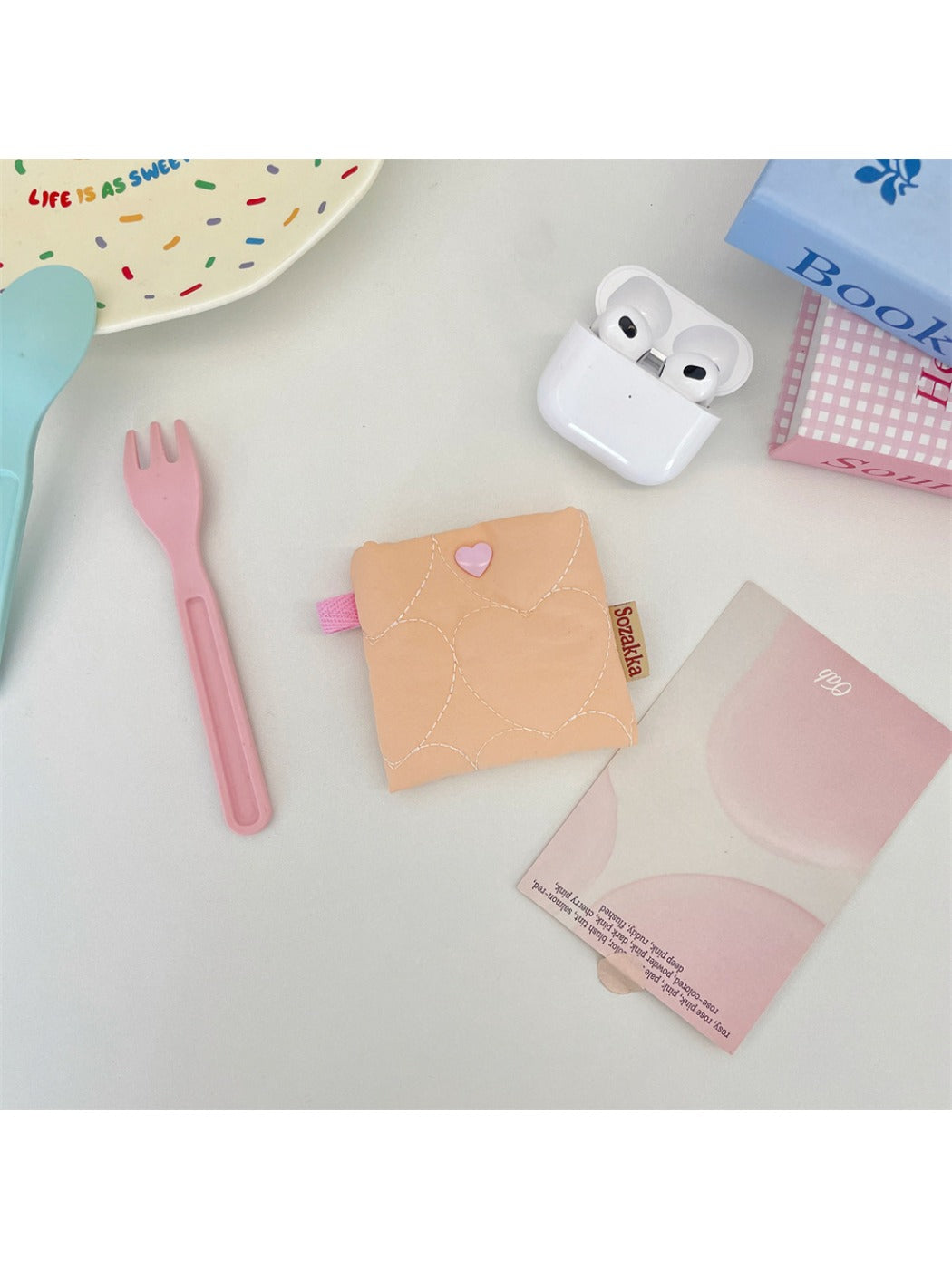 Cosbai - Mini Heart-Patterned Earphone Pouch