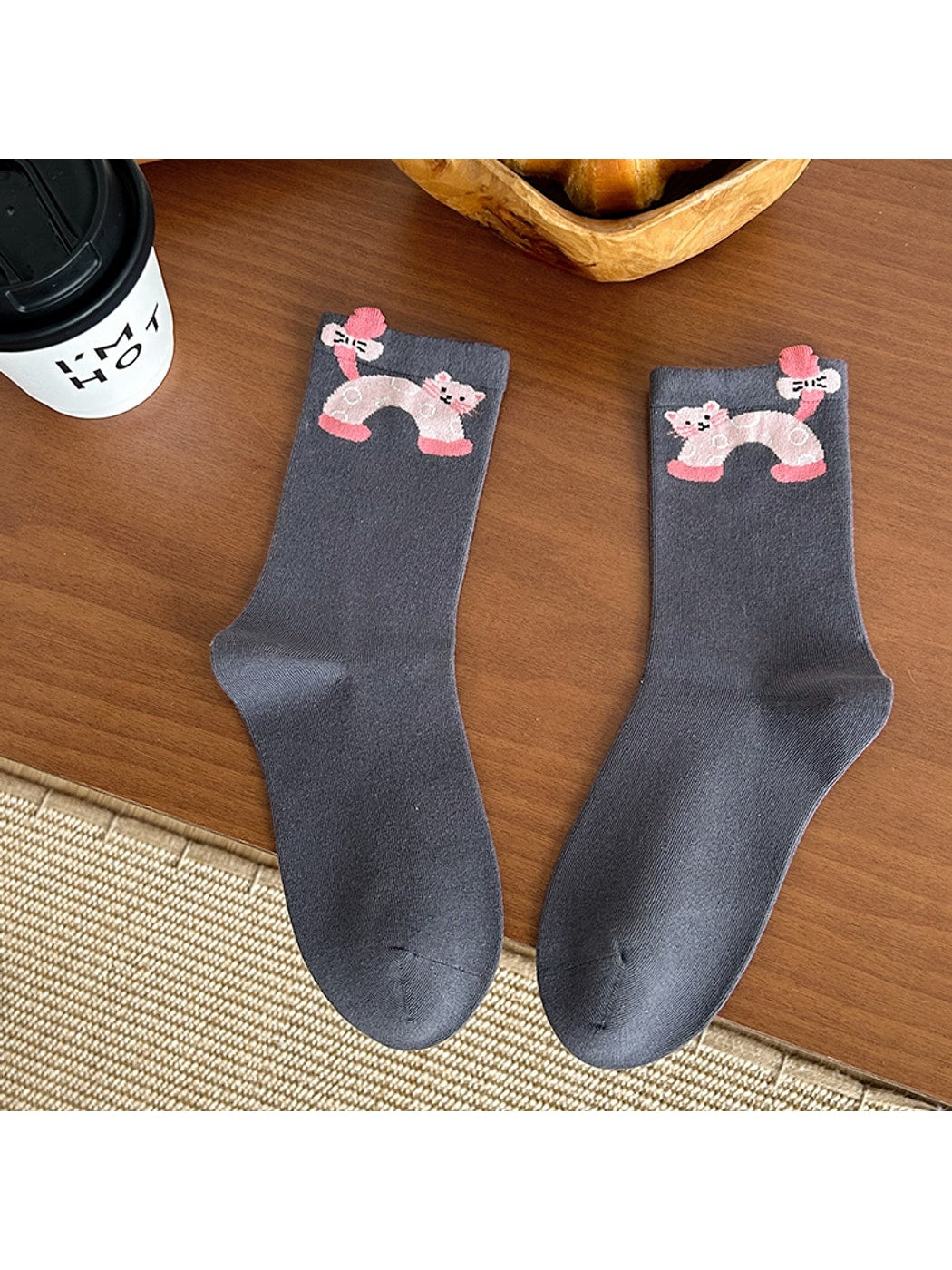 Rufia - Cute Cartoon Cat Pattern Women's Crew Socks